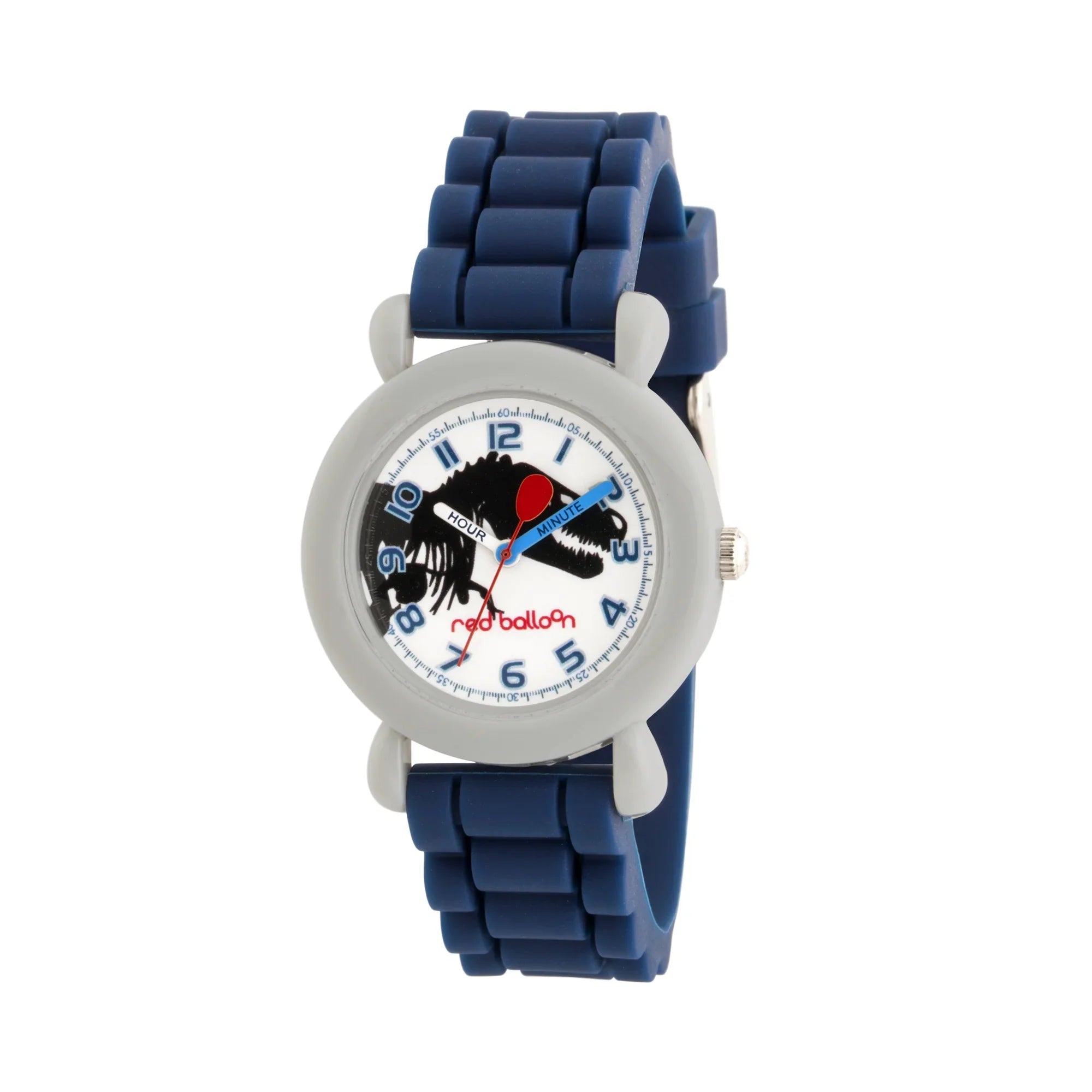 Silicone Plastic Grey Boys' Red Time Teacher Blue Balloon Strap, WRB000114 Watch,Dark