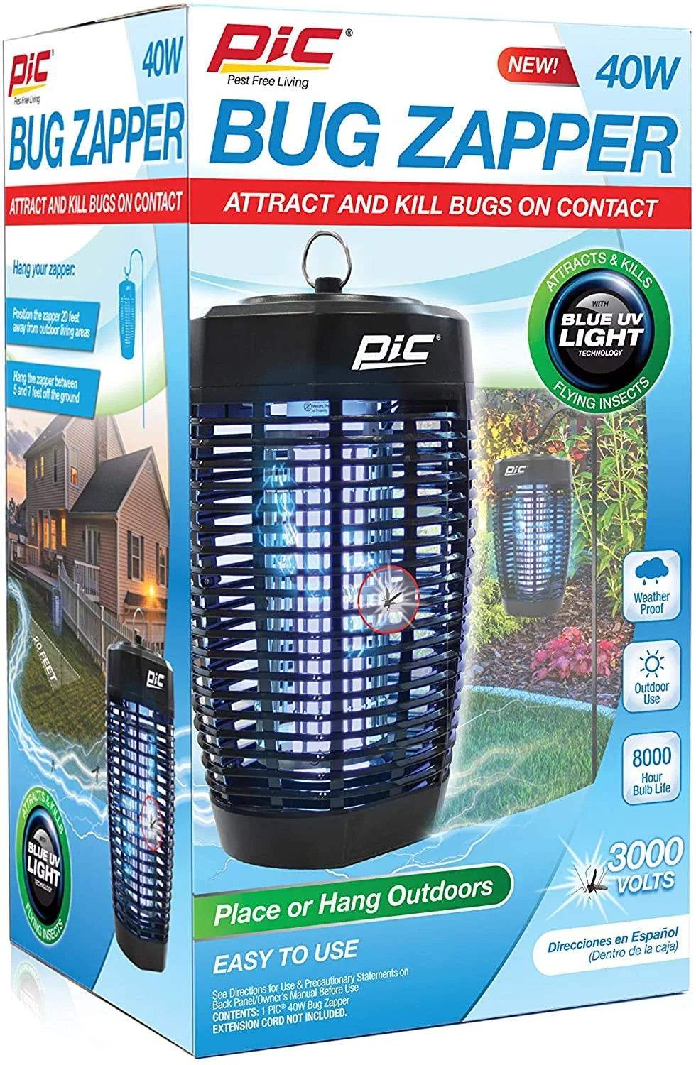 Insect 40W 1 Black and Bug Zapper, exterior Killer, Mosquito PIC Acre Electronic