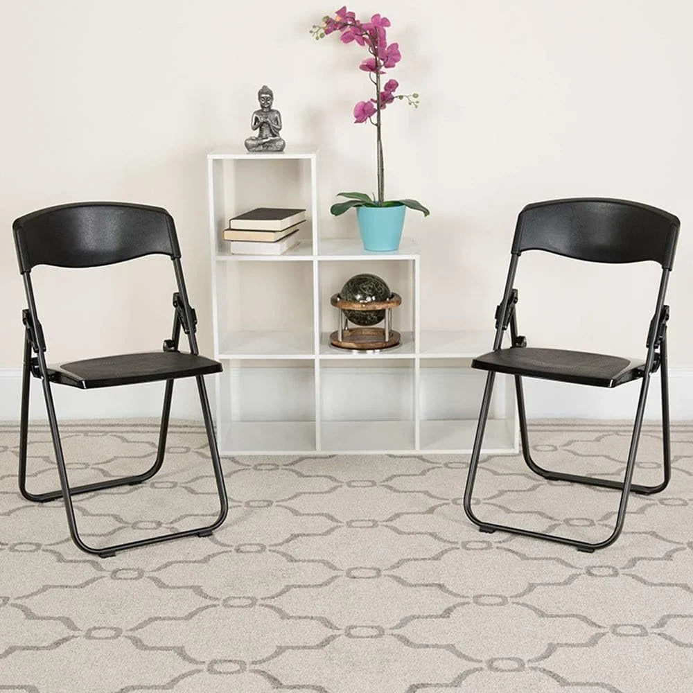 Ganging Brackets 500 Lb. Folding Duty Chair Plastic Built-In Black Heavy HERCULES Series With Capacity