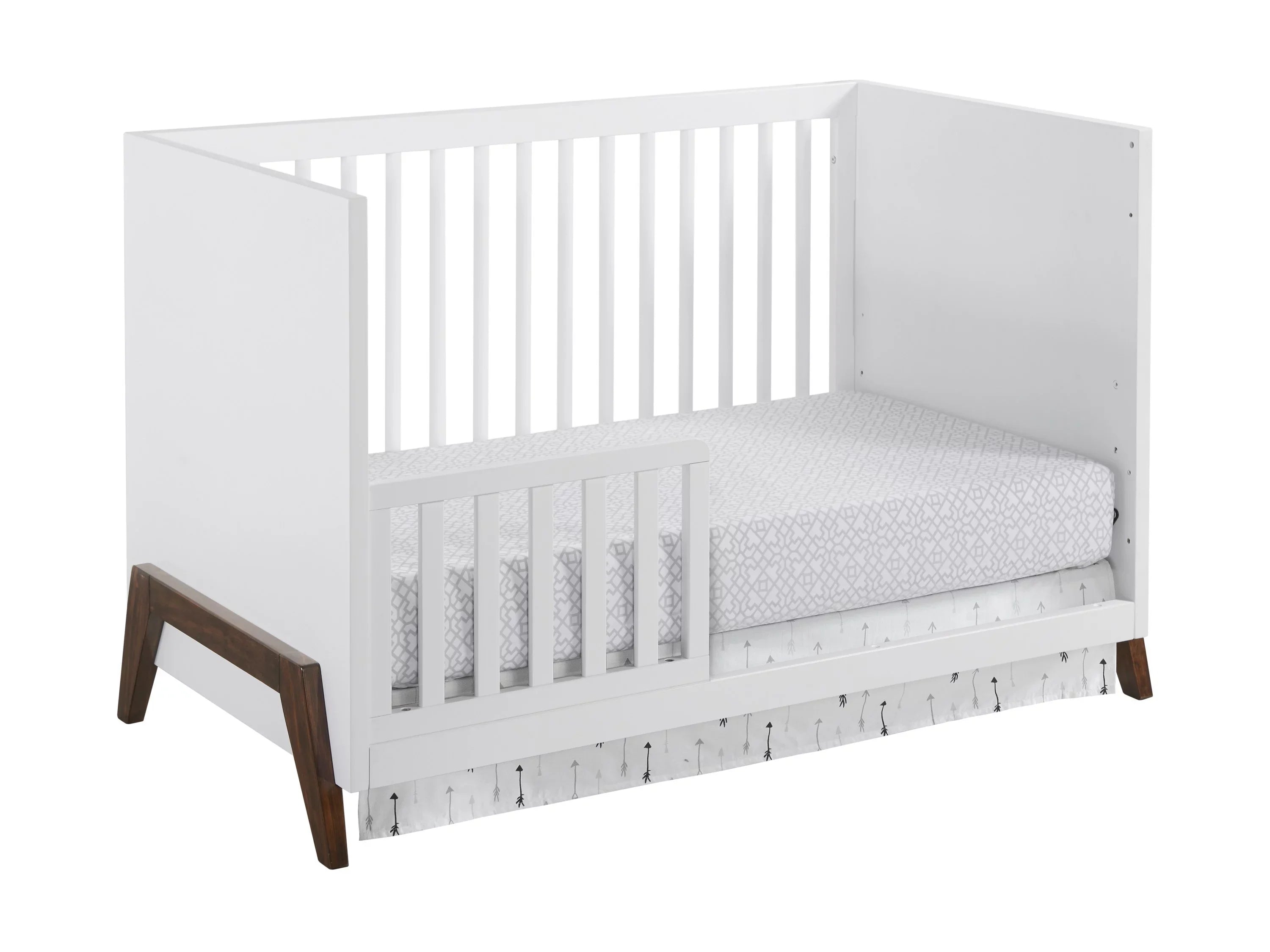 Modern & Island Walnut, Crib White 3-in-1 Wooden Oxford Mari Baby Crib, Convertible