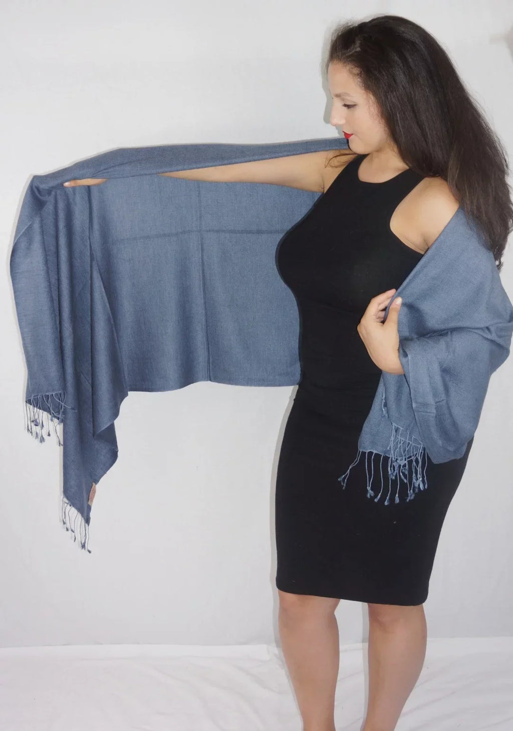 Shawl/Shawls/Scarf/Scarves/Wrap/Stole/Muffler/Cape/Ruana/Blanket/Throw/Pashmina Shawl/Cashmere Scarf/Wool/Silk (Slate Grey Shawl) Regular