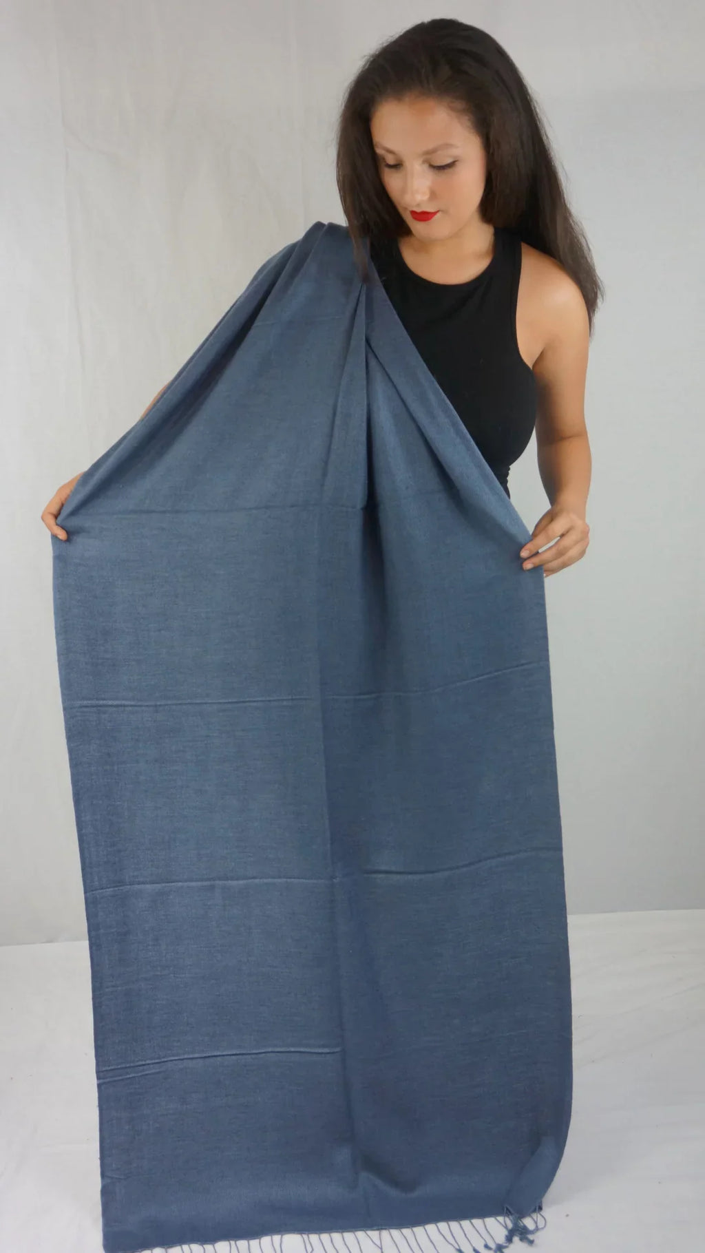 Shawl/Shawls/Scarf/Scarves/Wrap/Stole/Muffler/Cape/Ruana/Blanket/Throw/Pashmina Shawl/Cashmere Scarf/Wool/Silk (Slate Grey Shawl) Regular