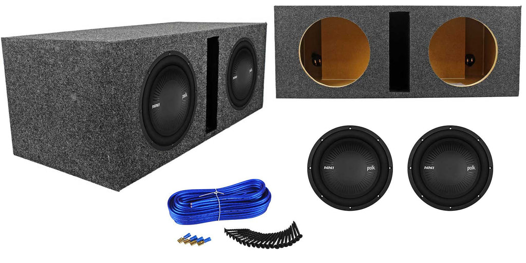 2400w Subwoofers+Vented 10” Audio Car (2) Enclosure Box Audio MM1042DVC Polk Sub