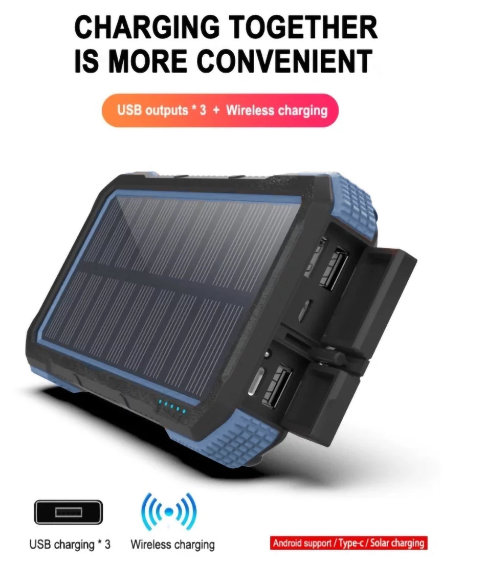 exterior Wireless Portable Charger Power 26800mAh Powered Solar Charging Bank