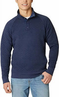 Quilted Quarter Mens (Blue, Pullover Medium) Midweight Snap Mock Bauer Eddie