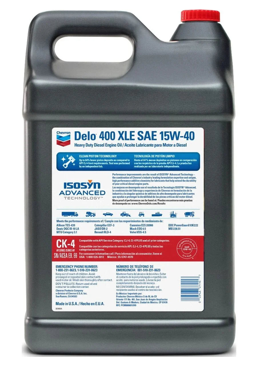 Chevron Motor Diesel Delo Duty Oil, Heavy Synthetic 2.5 400 15W-40 XLE Gallons Blend