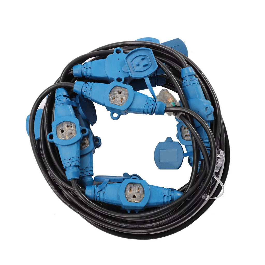 Power Multiple Feet Cable Extension exterior 50 Outlet Cord, Eleven 50FT Gauge 12