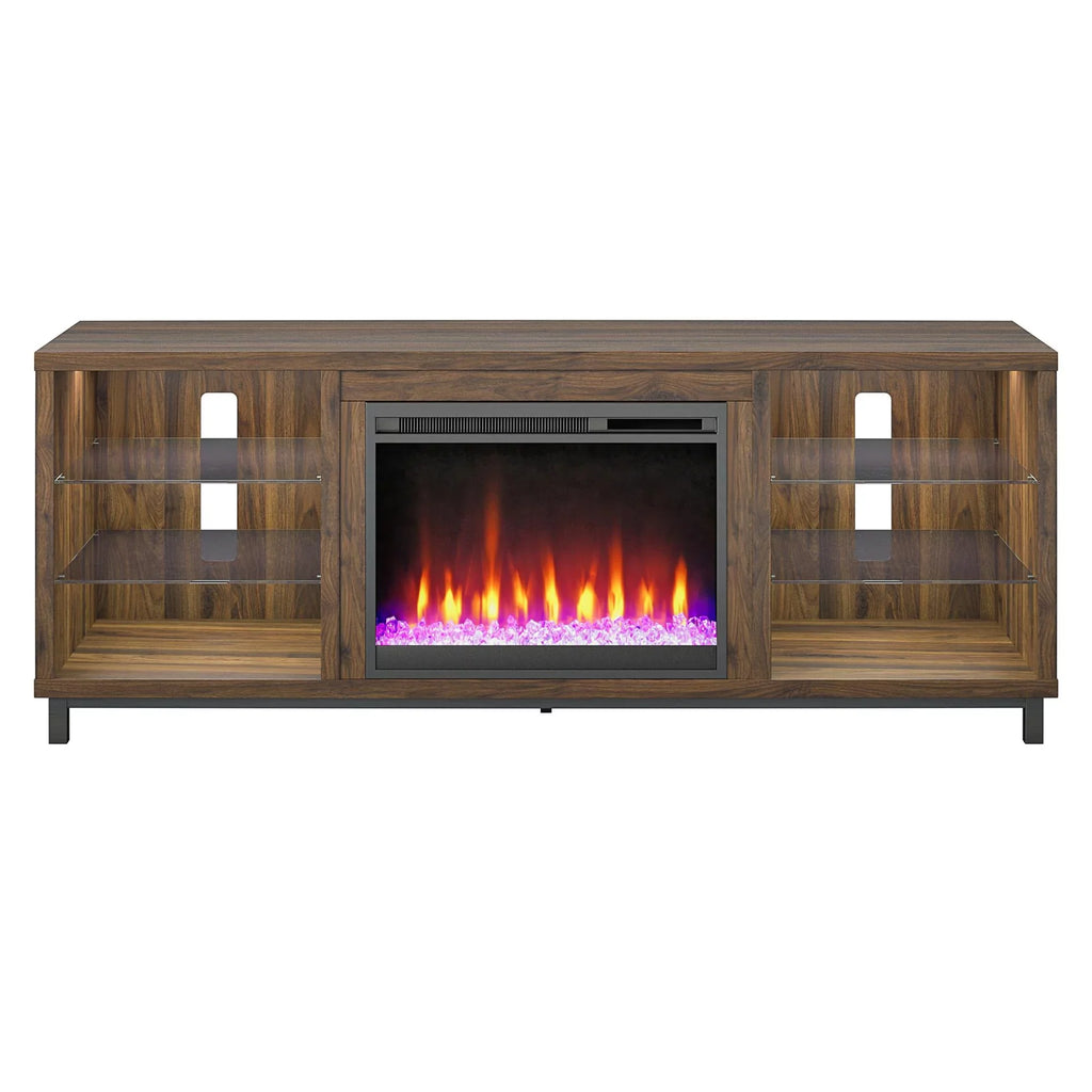 in up Deluxe Fireplace Stand TVs Ameriwood Black Home Lumina 70" to TV for