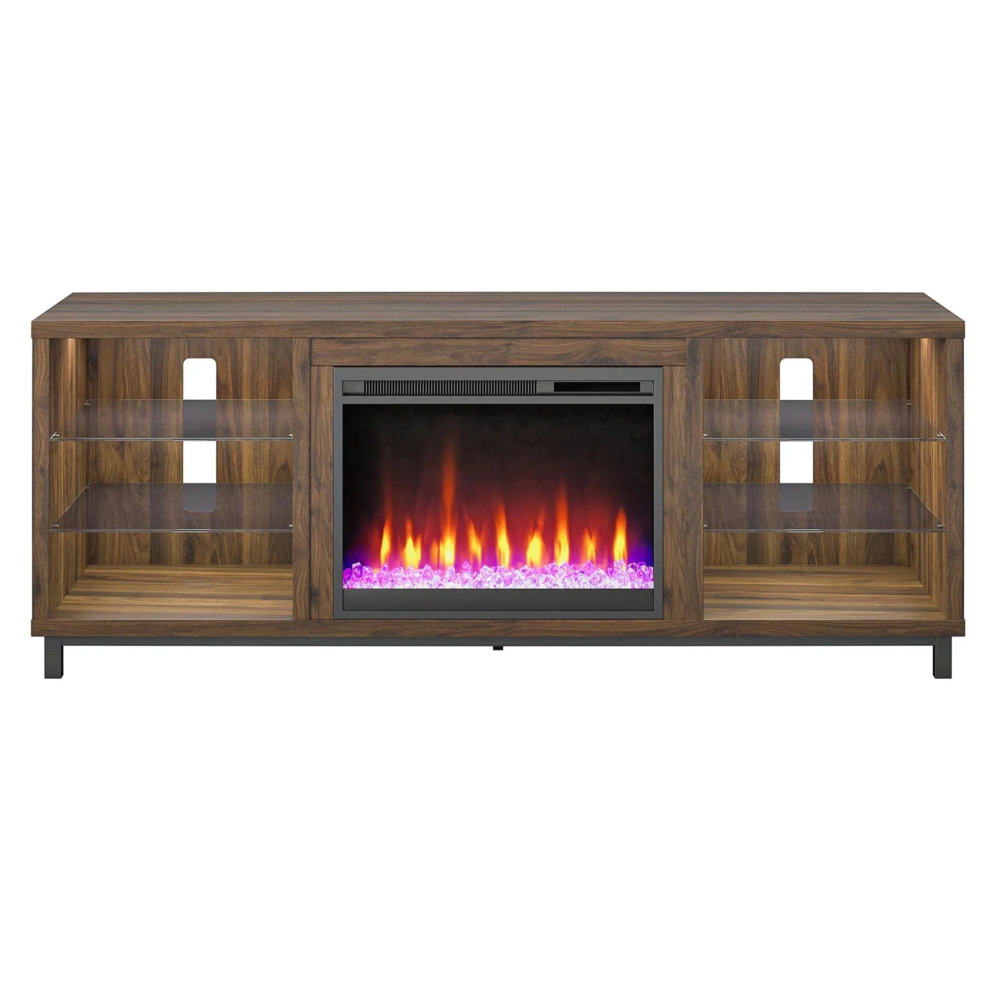 in up Deluxe Fireplace Stand TVs Ameriwood Black Home Lumina 70" to TV for