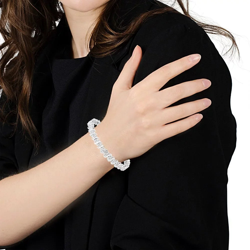 Color, Cttw - Miracle Tennis Sterling (J-K Diamond - dimension Bracelet 7.50 Set "S" .925 Link 1/2 Silver I2-I3 Clarity)