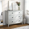 BASIC Denhour Marble Youth White by Wide DH 3-Drawer 34-inch Transitional Neutral Dresser