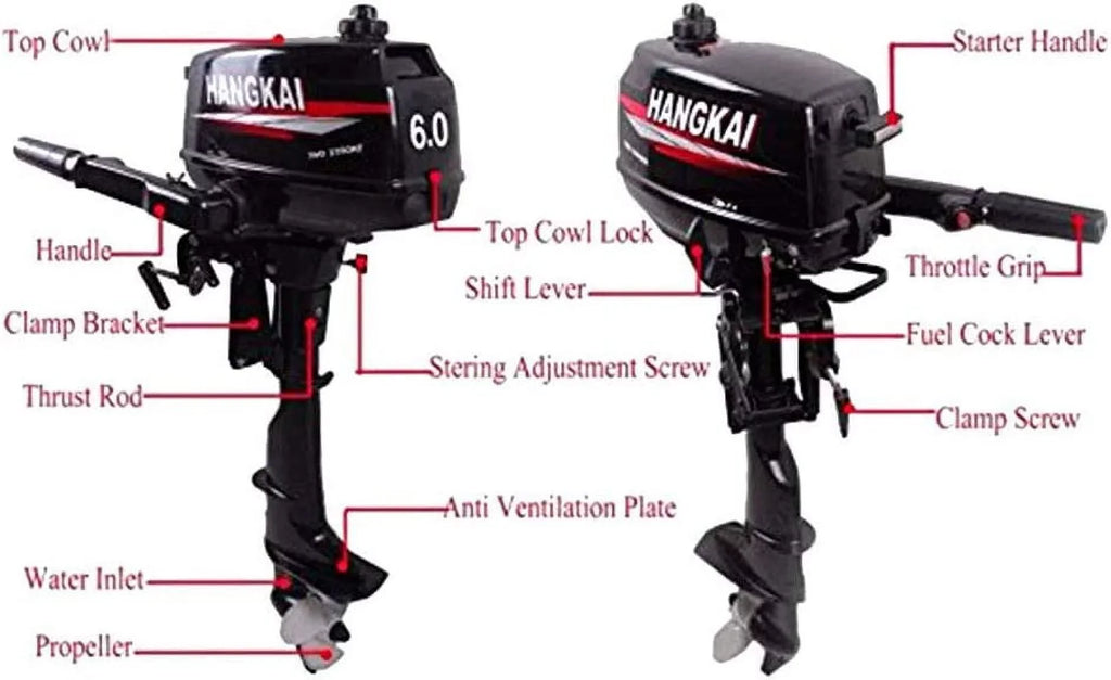 CDI Boat Fishing Inflatable Durable Cast liquid System Moto Cooling 6HP 2-Stroke Construction Outboard Aluminum Engine FETCOI