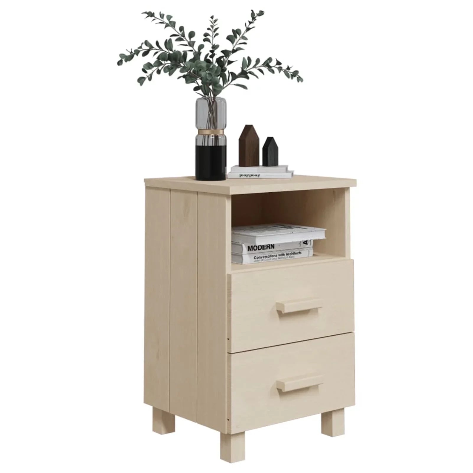 Pine Wood Solid Brown Htovila 15.7"x13.8"x24.4" Cabinet Bedside Honey HAMAR