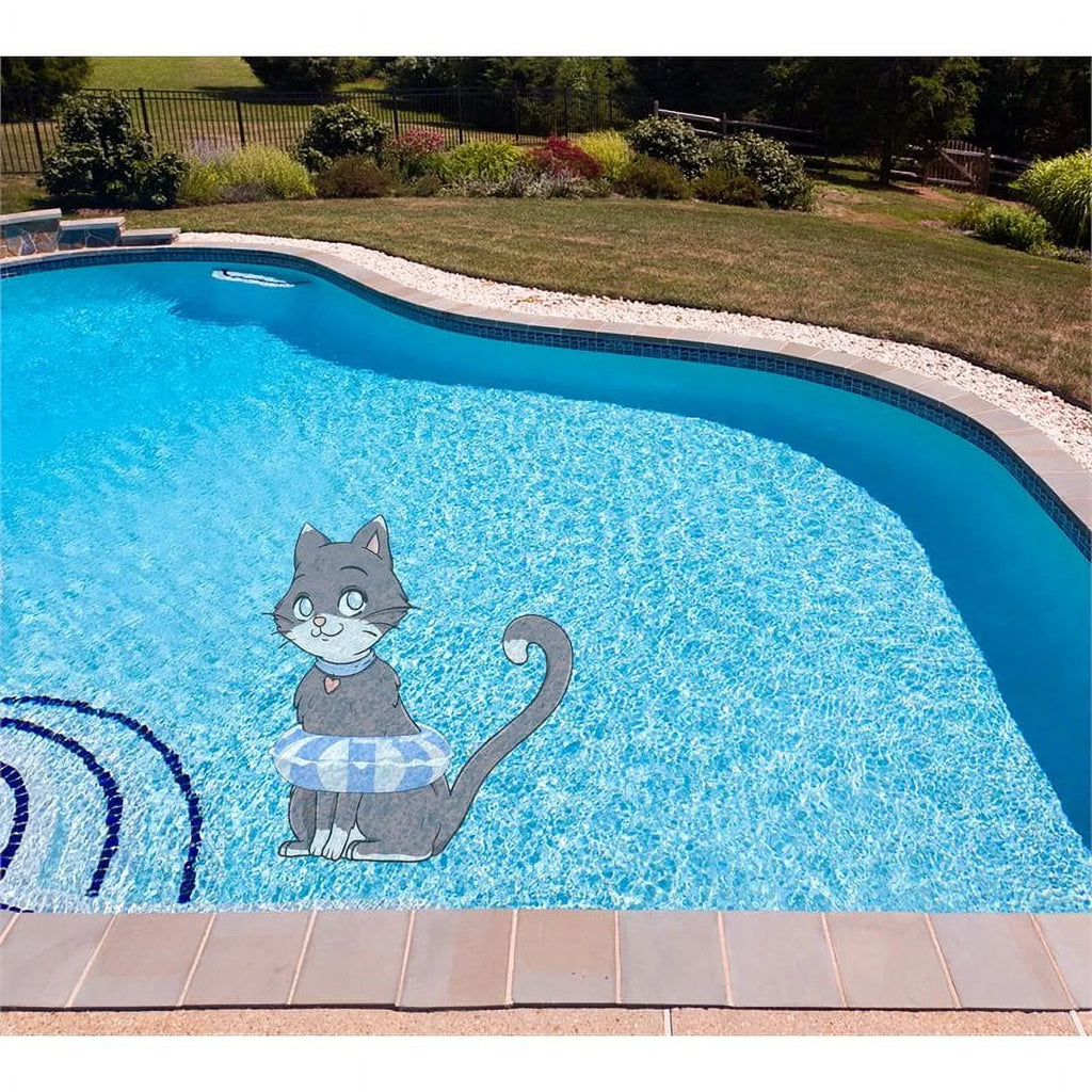Gray Mat in Woody's Slick Pool 60" Tattoo Underwater Kitten Vinyl