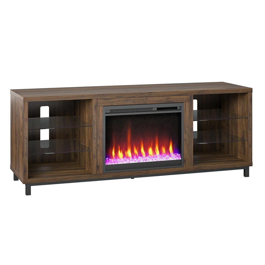 in up Deluxe Fireplace Stand TVs Ameriwood Black Home Lumina 70" to TV for