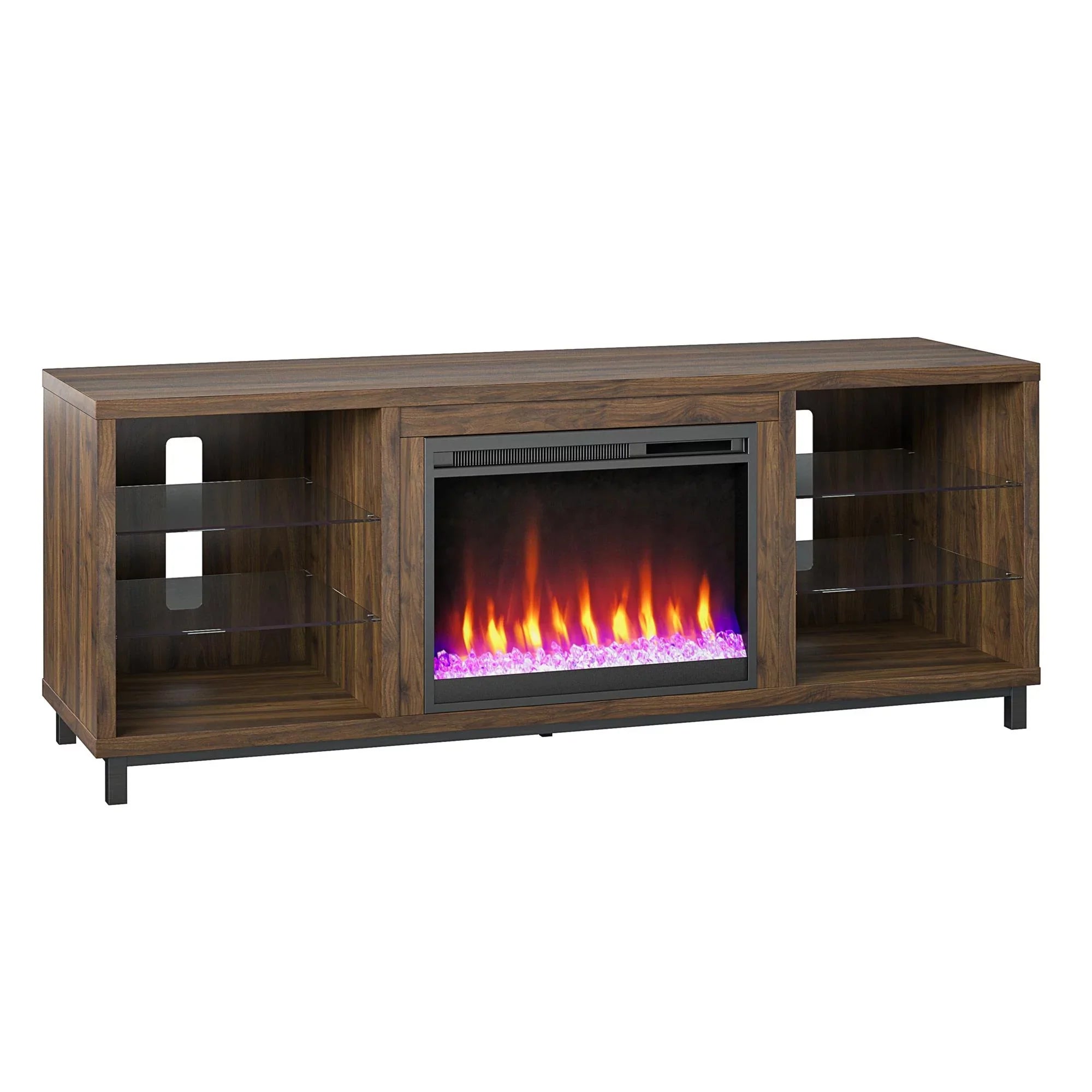 in up Deluxe Fireplace Stand TVs Ameriwood Black Home Lumina 70" to TV for