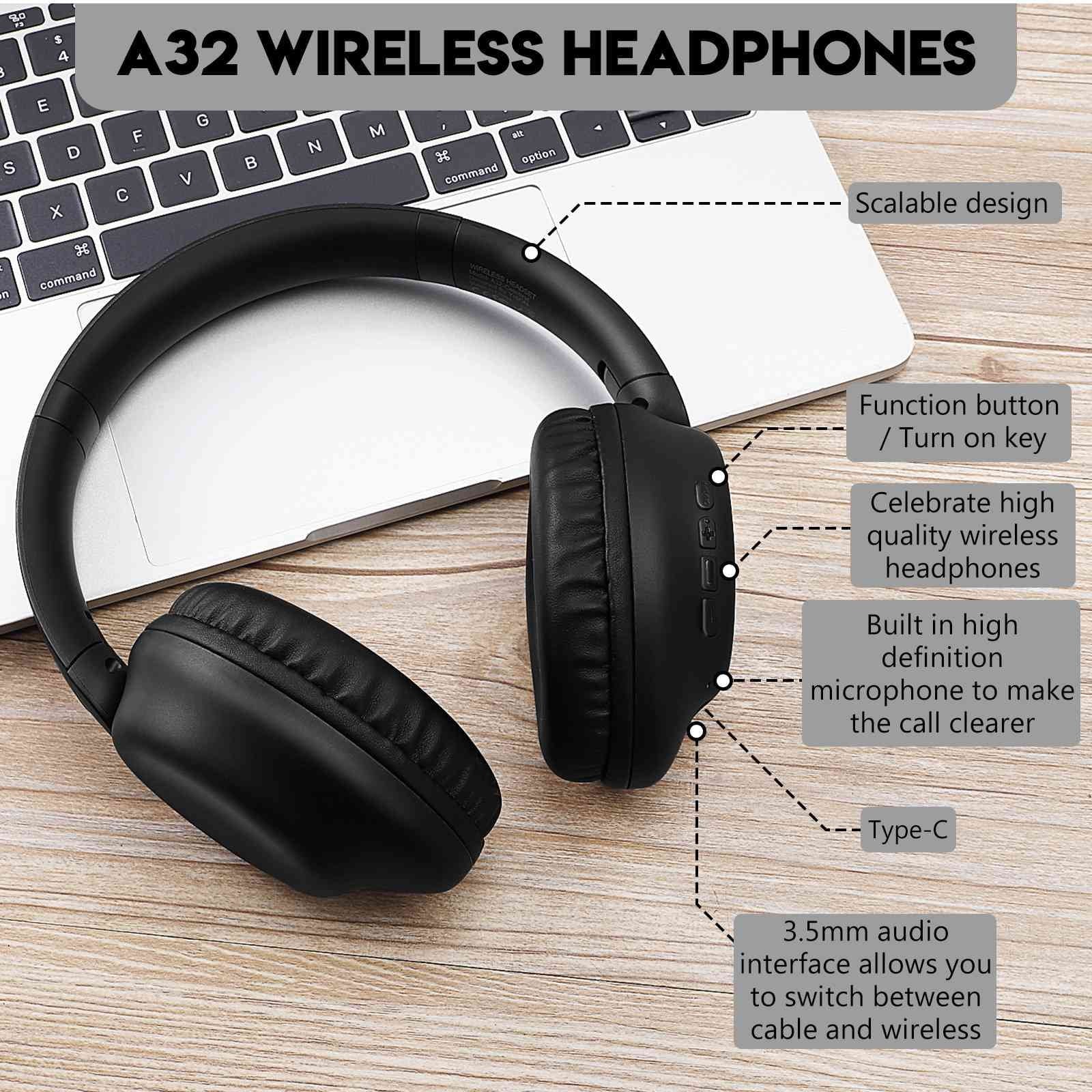 A32 12 SE/Poco & - 200H Bluetooth for HD UrbanX M6 Pad Travel Headphones 20H Mic Note Wireless Sound 5G/Redmi Over-Ear Pro Workout - -Black with Xiaomi Poco 5G, Standby, C65/Redmi Playtime, 12R