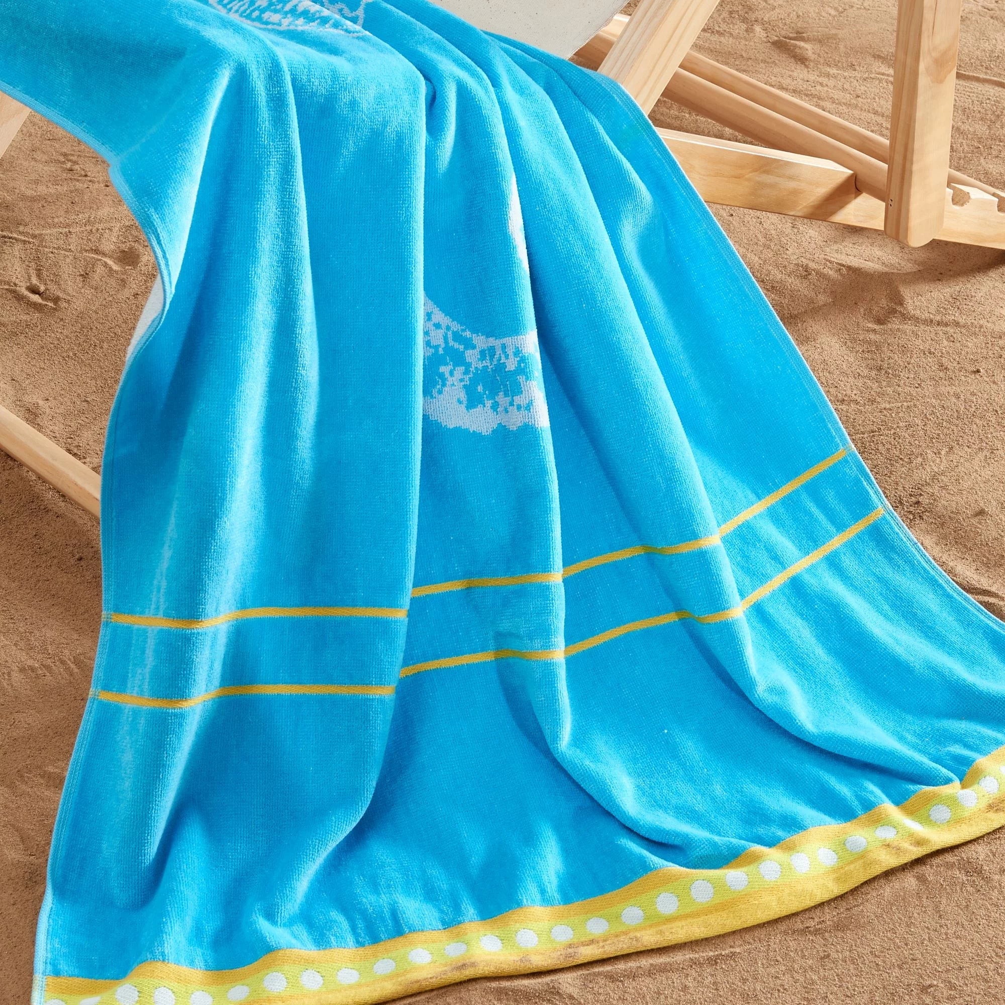 '- 60", Pack Blue 2-Pack x Great Printed Bay / Yellow) Seahorse Towel (2 Beach Home 30" Cotton
