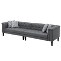 Leather Sofa, Benjara Tufted, Vegan Seater Inch Button Ella Faux Gray Deep 120 4