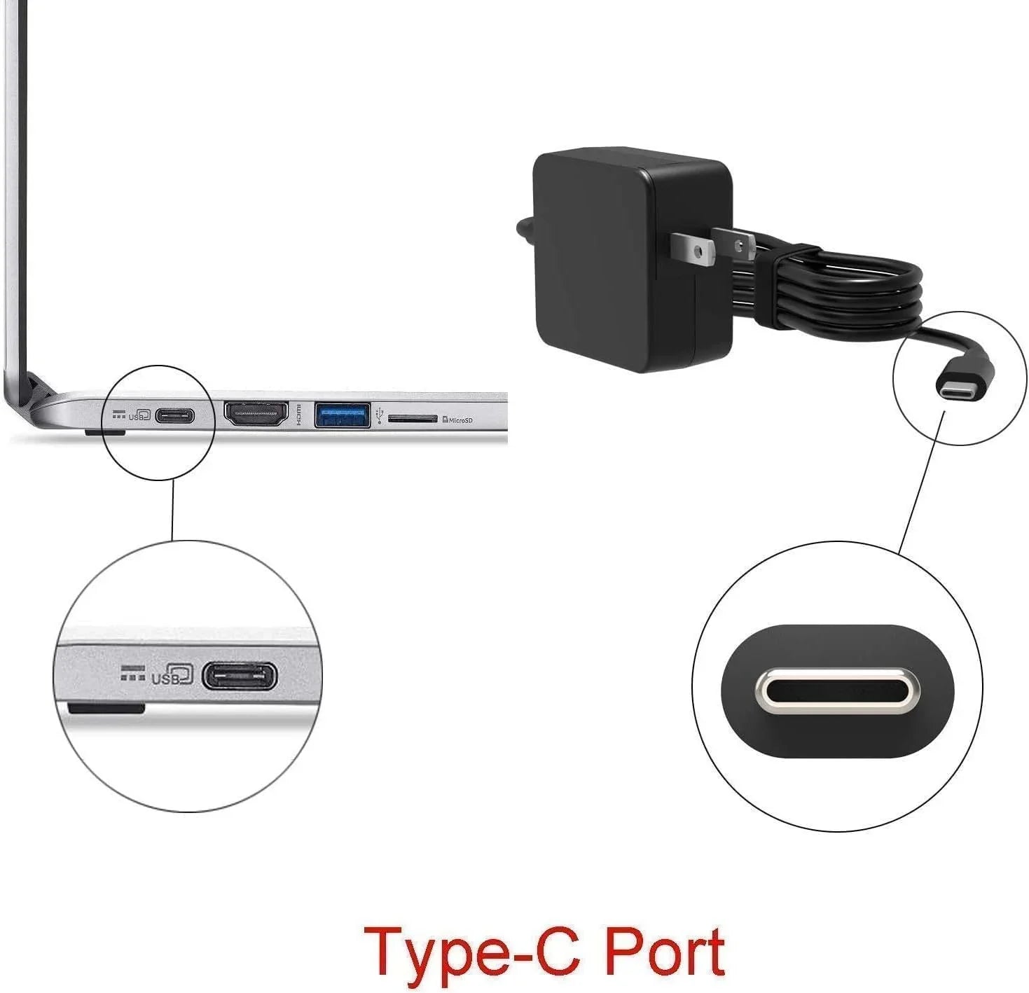 Guy-Tech Power Charger Cord 12-f015nr with x2 65W Compatible 12-f014dx Adapter HP USB-C Ac Chromebook