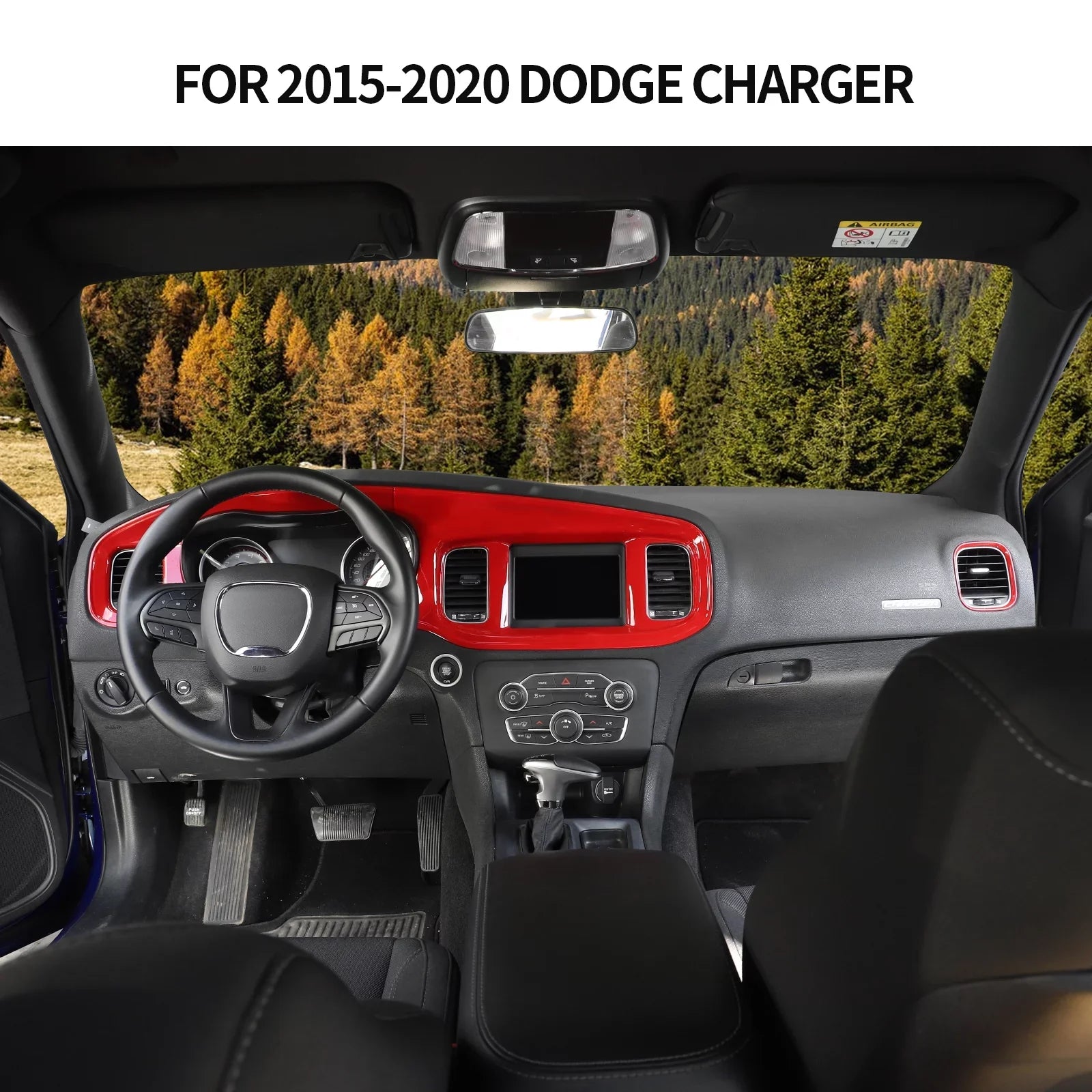 CheroCar 2015-2022,Red for Interior Trim Dash Console Covers Center Charger Dodge Board