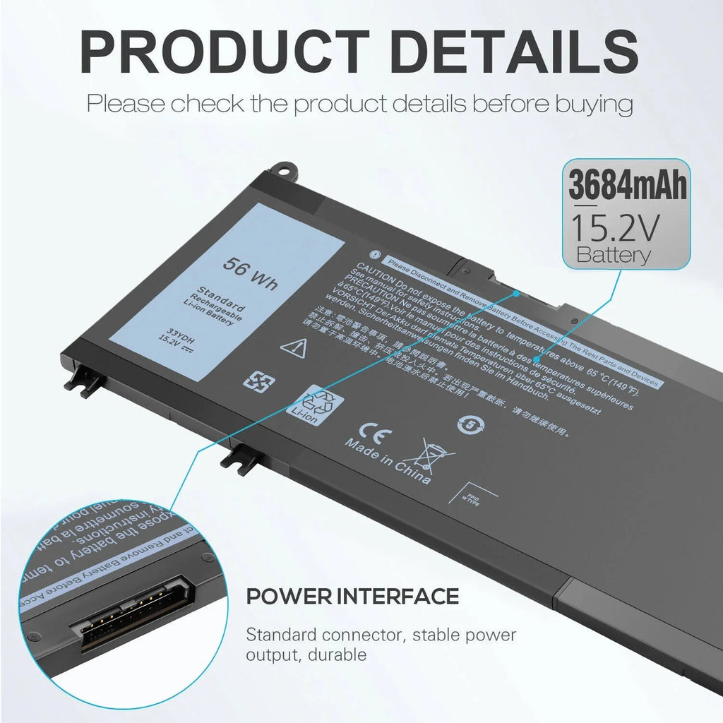 Laptop US W7NKD 3590 3480 3380 3580 For Battery P30E001 Latitude 33YDH 3490