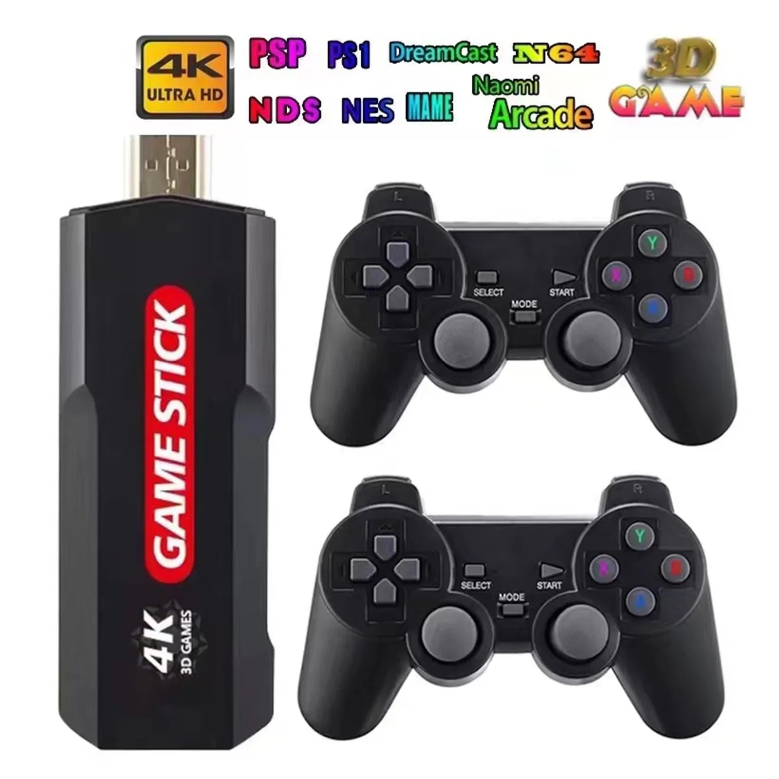 Retro Plus Console Wireless Stick Double Games Retro Games,128GB X2 Game Upgrade Wireless Controller,30000+ Console,