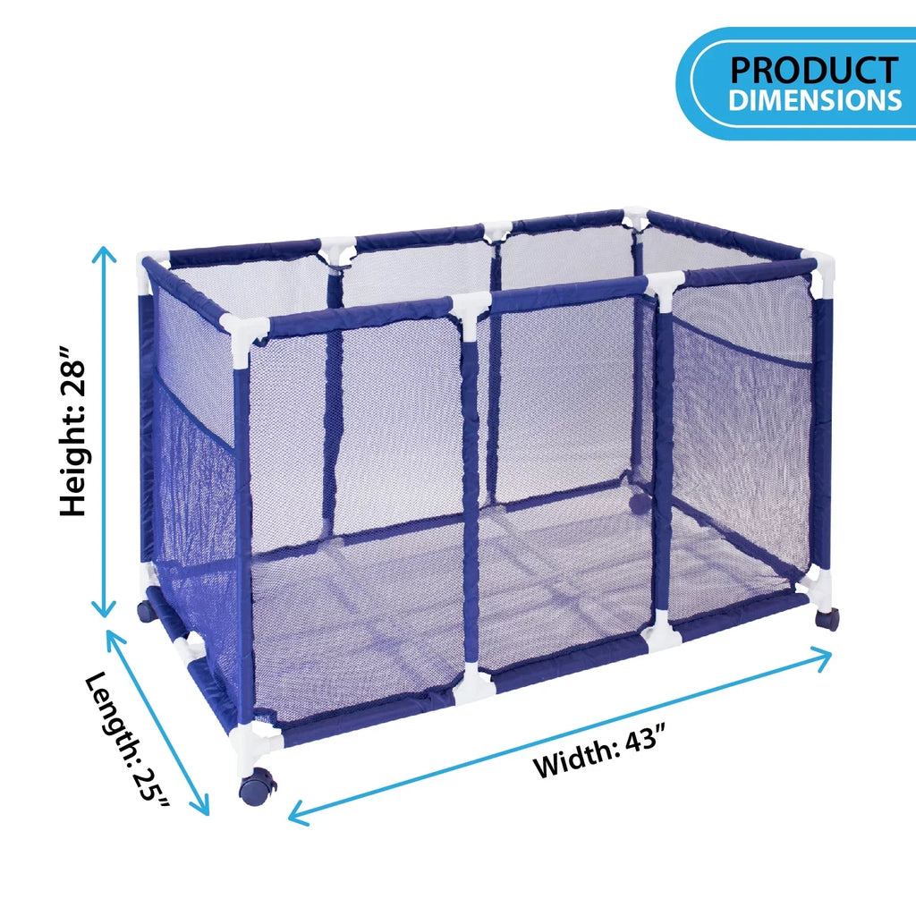 563009 Floats and Storage Equipment Height, W Organizer L design H), 25" Large, Noodles Blue (43" Rolling Kids Bin, x / Holder, White Toys, Pool 28" Mesh x Balls