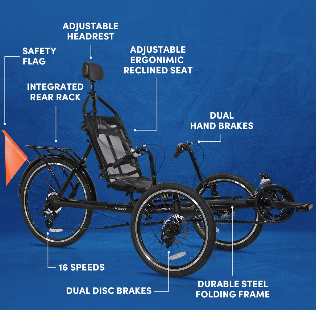 Recumbent Nova Unisex Black 24-inch Bicycles Bike,