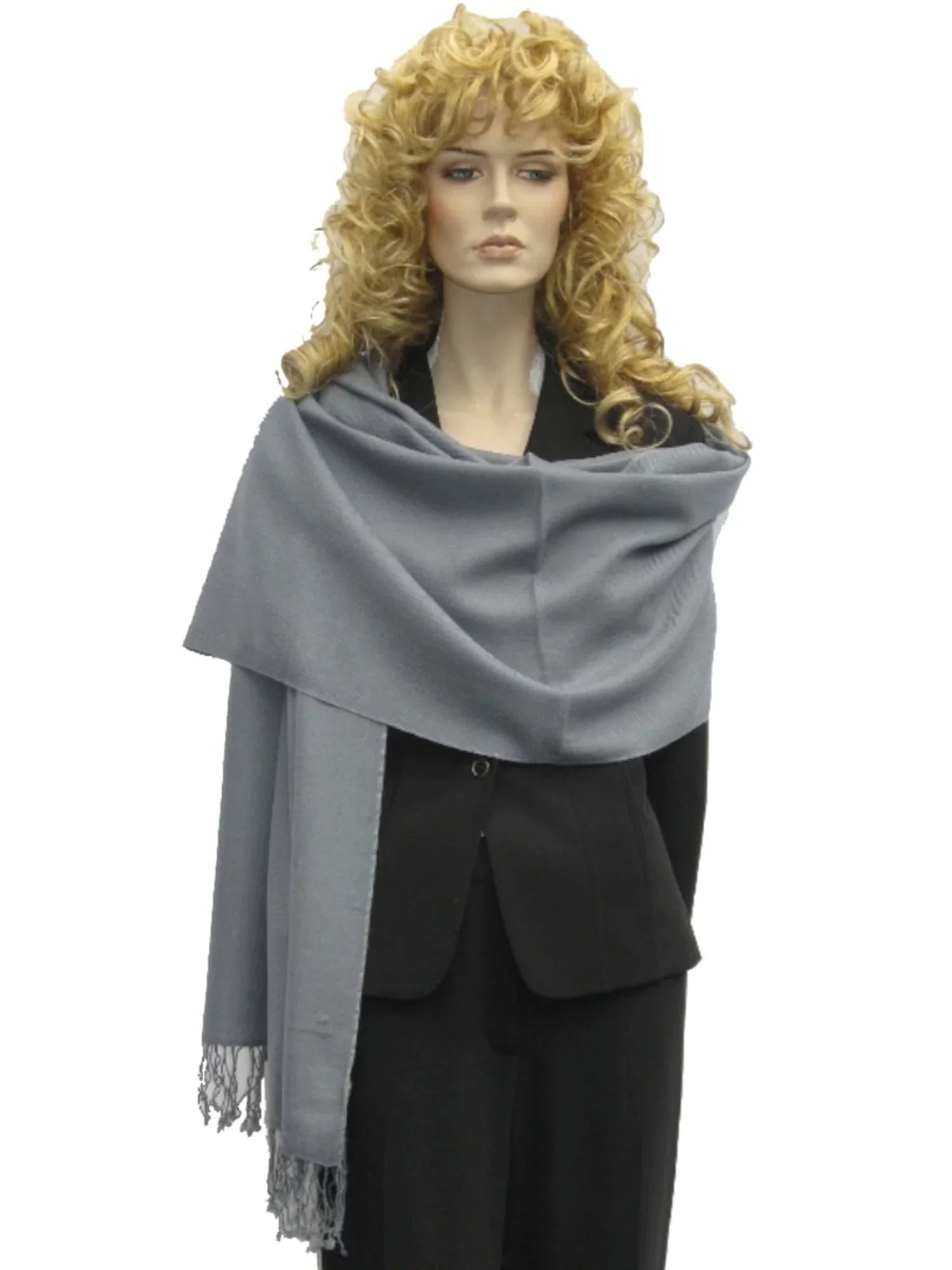 Shawl/Shawls/Scarf/Scarves/Wrap/Stole/Muffler/Cape/Ruana/Blanket/Throw/Pashmina Shawl/Cashmere Scarf/Wool/Silk (Slate Grey Shawl) Regular