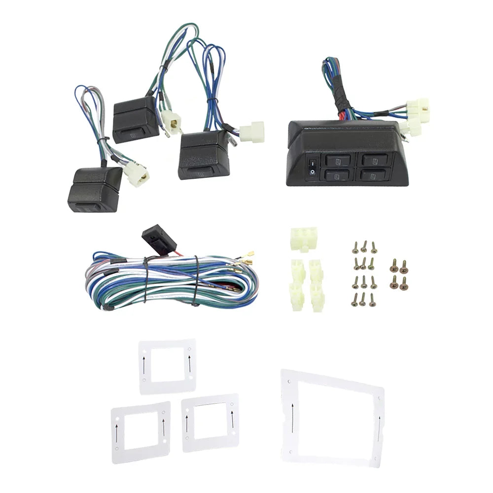 Window Brock Compatible Car with Replacement Switch Universal Pickup Design Bezels and Power Truck Door Kit SUV Van Wiring with 4 Horizontal