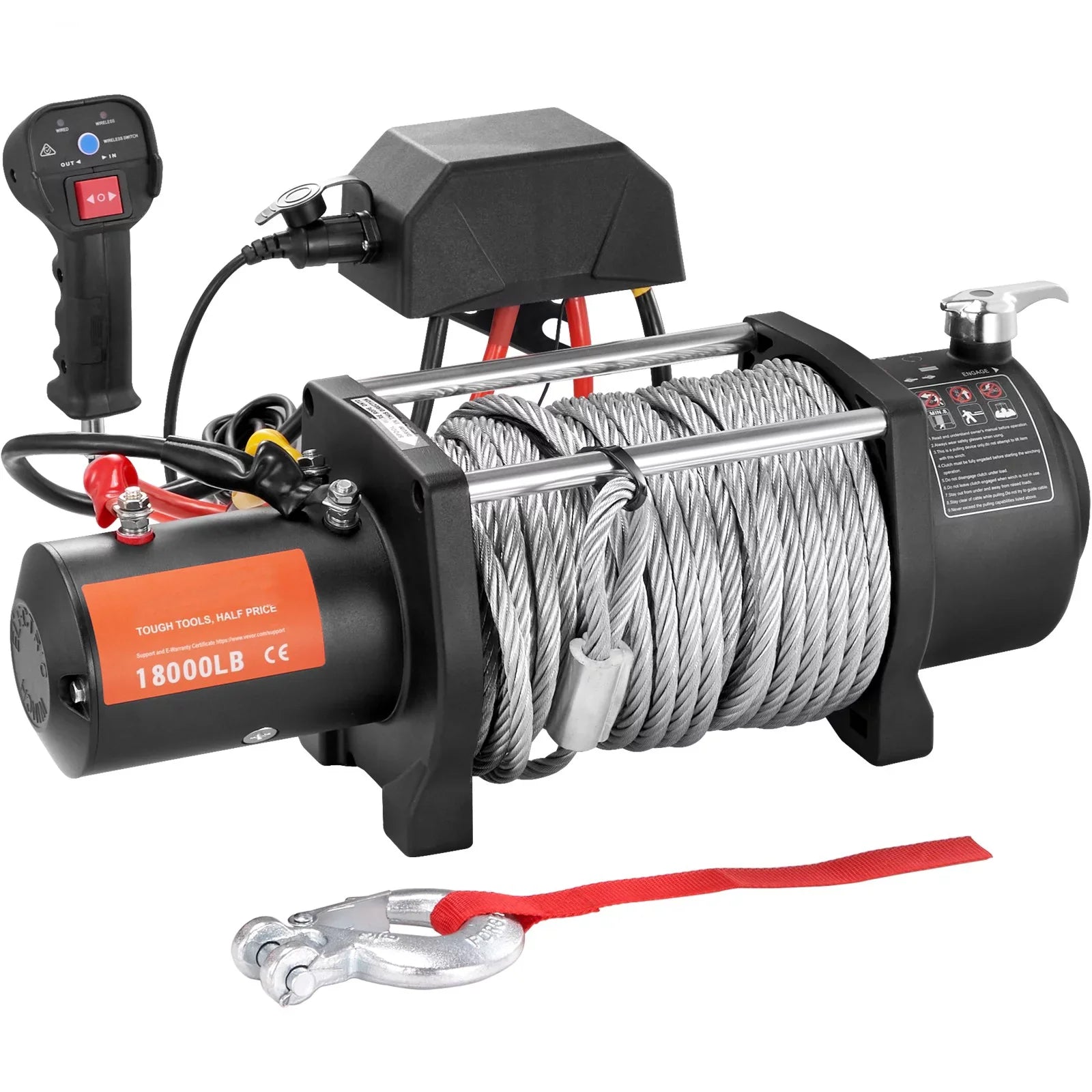 lb 12V Remote Capacity IP67 Winch, Steel BENTISM Electric Winch, Rope Handheld Winch 85ft Load Wireless ATV with 18,000