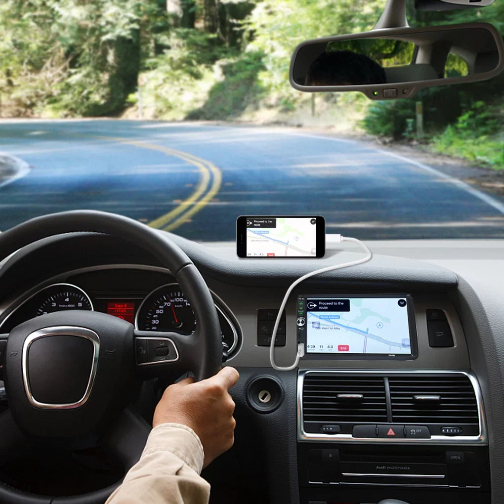 Android Touch Camera Car Radio Link(Both Screen and System) Vehicle Support Reverse IOS Stereo Mirror Din Double HD with Bluetooth MP5 7" And Car