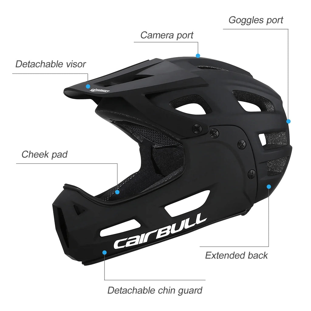 CAIRBULL Full Mountain Helmet Face Guard Visor with Chin Helmet Biking Detachable Bike and
