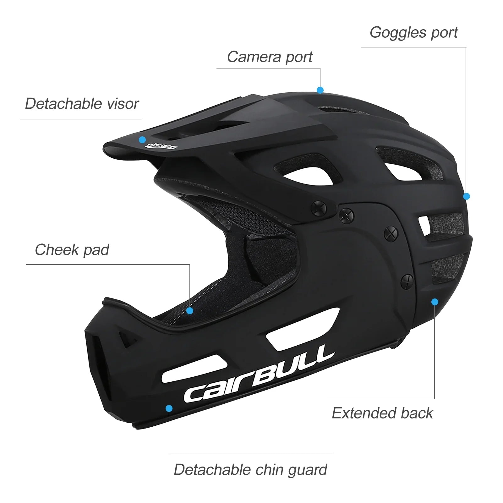 CAIRBULL Full Mountain Helmet Face Guard Visor with Chin Helmet Biking Detachable Bike and
