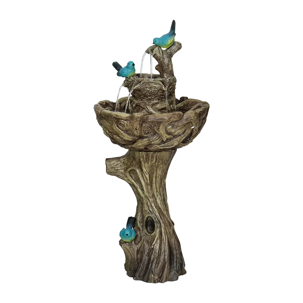 liquid with Stump Bird Waterfall Porch Decor Fountain 3-Tier Garden Bath Freestanding Patio Yard exterior Pump for Patio Fountain exterior liquid Patio Fountain Like Birds Fountain