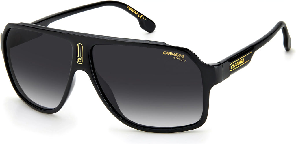 1030/S Sunglasses, Carrera 62mm, Black/Gray Rectangular Shaded, 11mm Men's