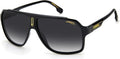 1030/S Sunglasses, Carrera 62mm, Black/Gray Rectangular Shaded, 11mm Men's