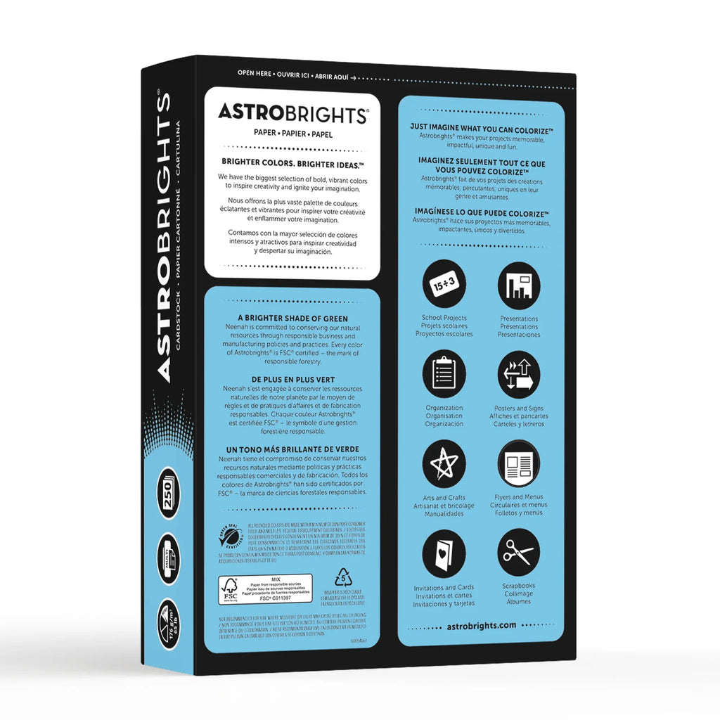 Colored Blue, 250 11", Cardstock, Lunar Astrobrights x Sheets lb., 65 8.5"