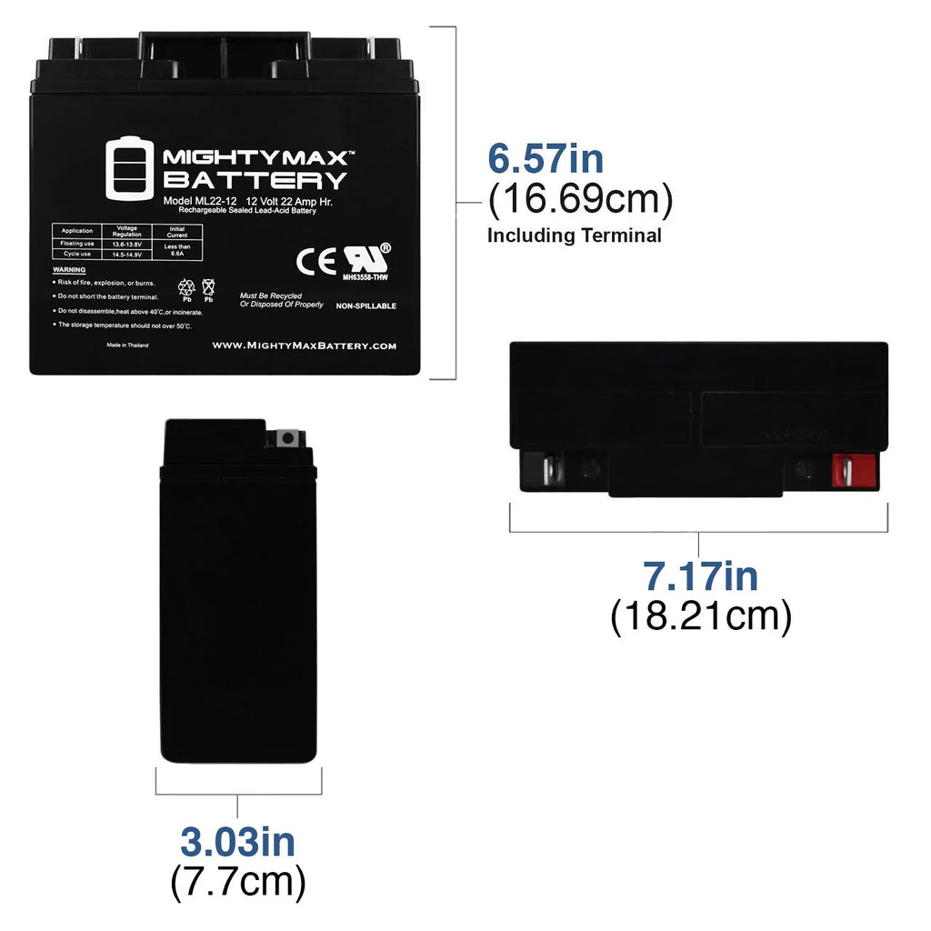 Battery for Wheelchair GP 200 22AH 12V Alante Scooter Jr