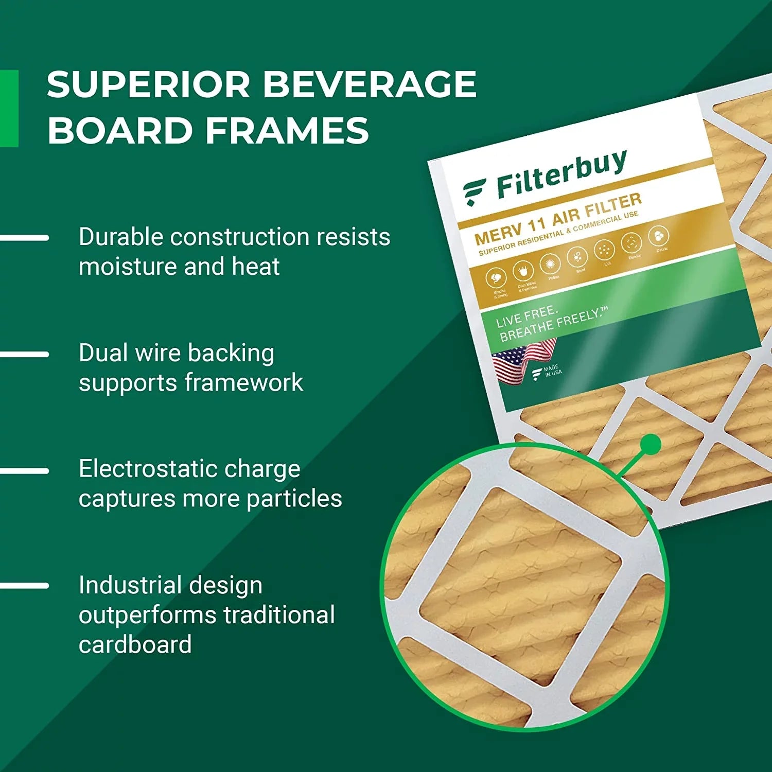 MERV Filterbuy Pleated 20x36x1 Air AC 11 Filters HVAC Furnace (12-Pack)