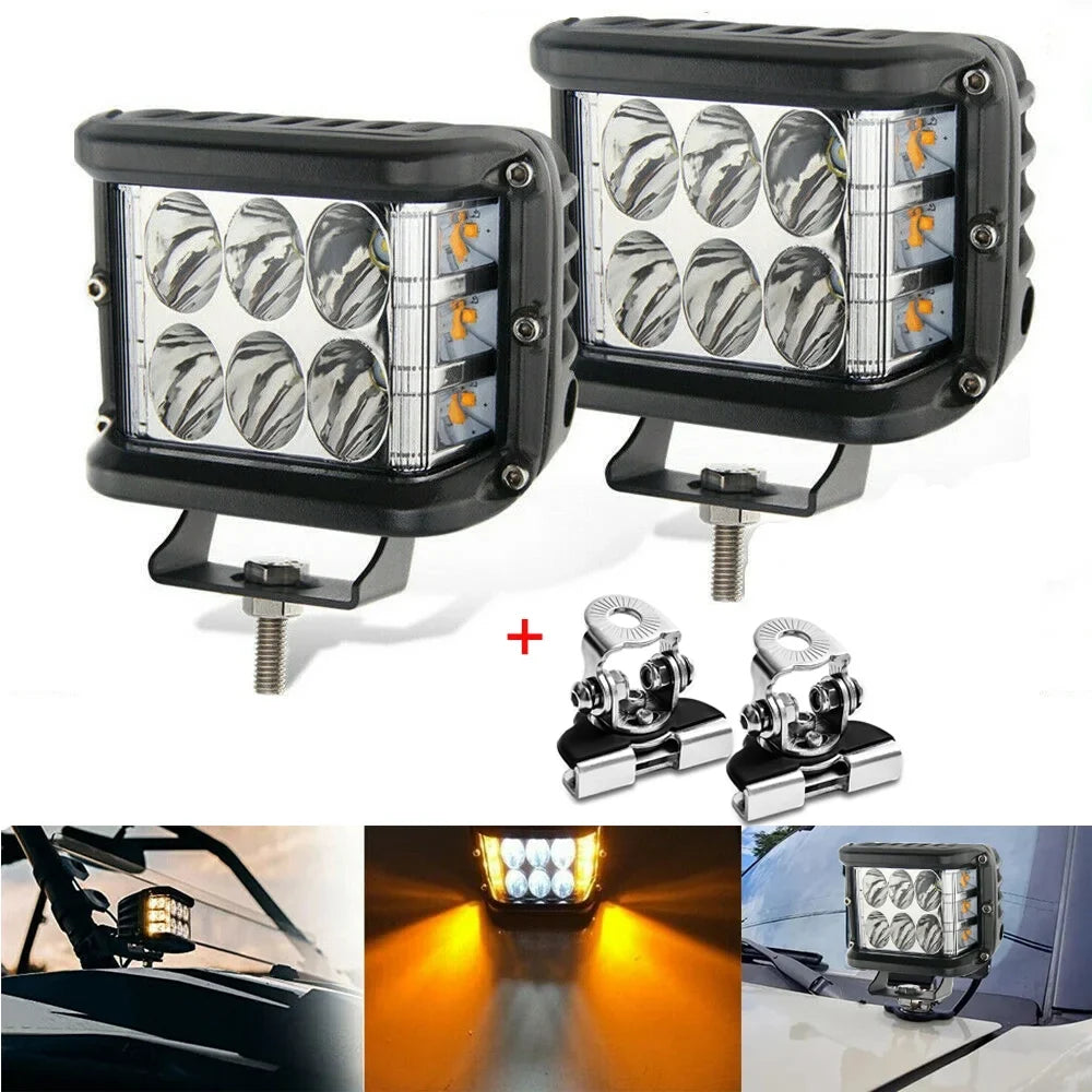 Bar ATV Clamp Car Mount Bracket Universal DIY for Set with Cars 2 LED Light SUV Work Jercoda Truck 45W Holder Light Work LED