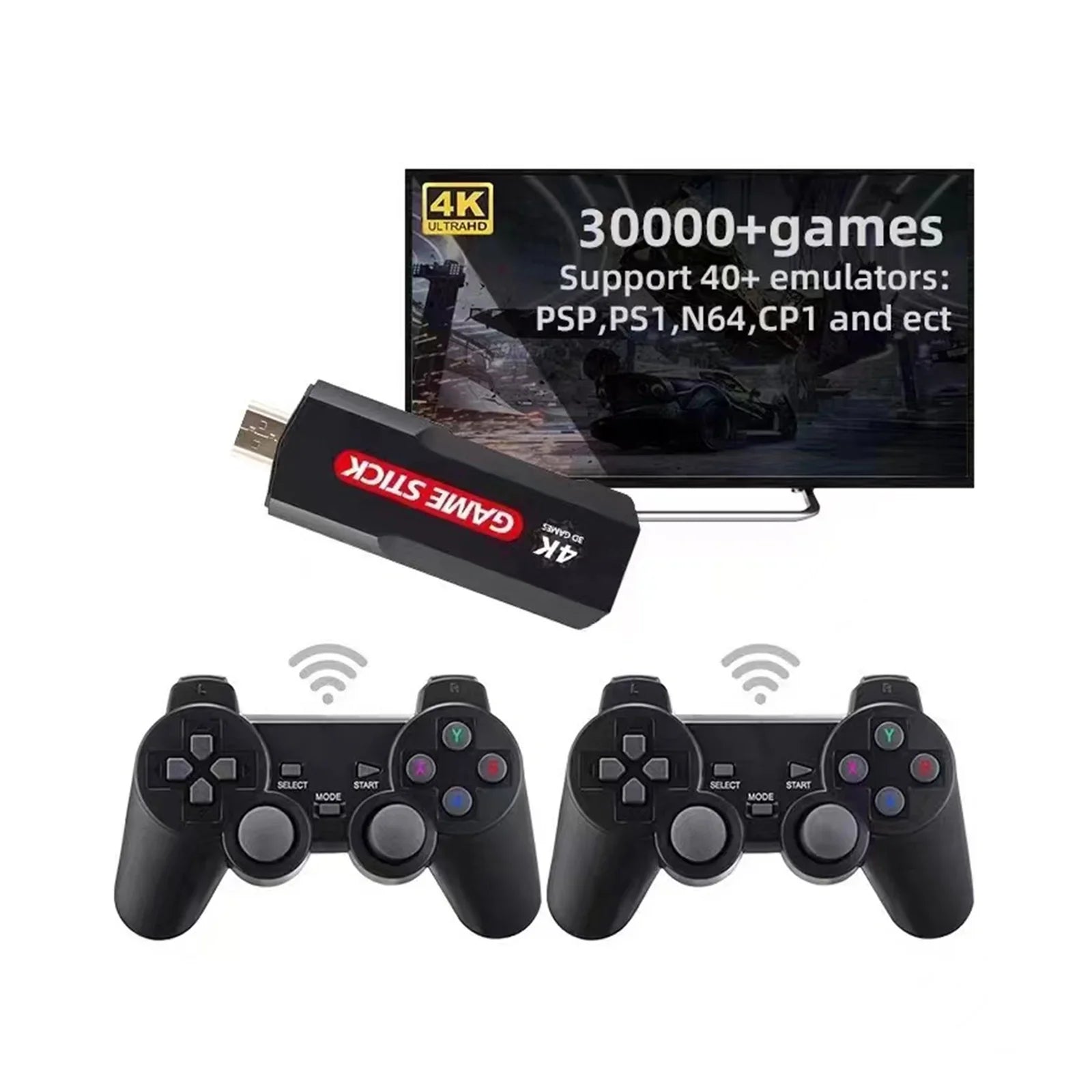 Retro Plus Console Wireless Stick Double Games Retro Games,128GB X2 Game Upgrade Wireless Controller,30000+ Console,