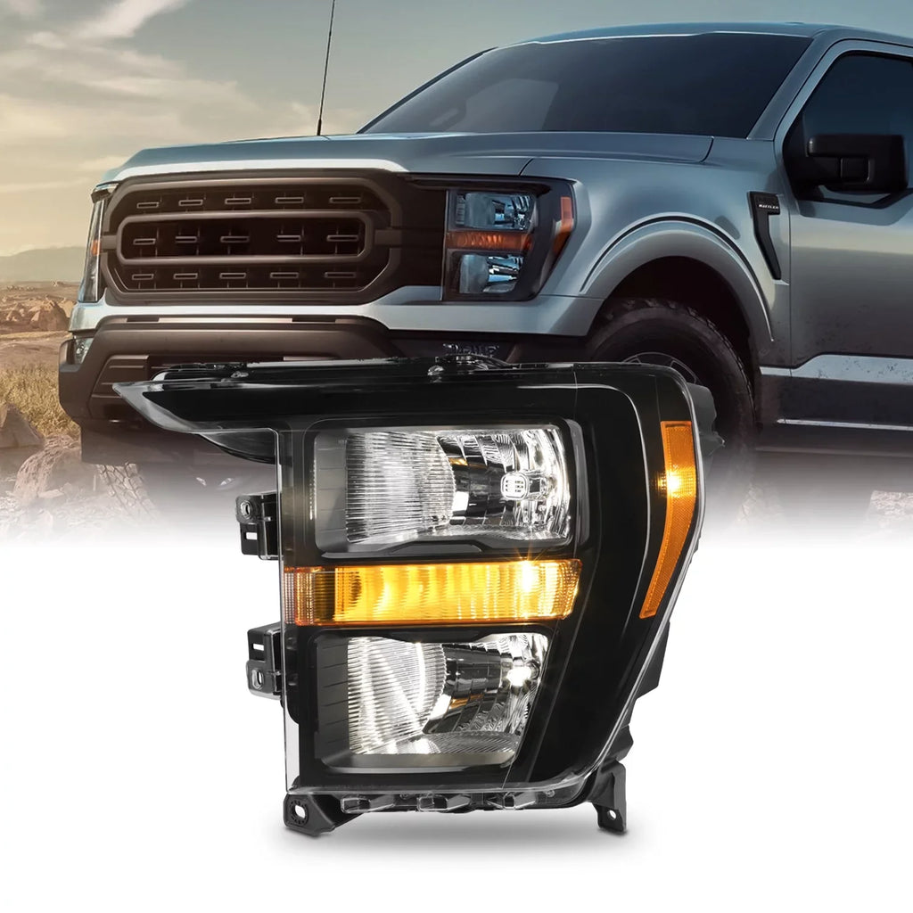 Driver Headlight Left design Fit 2021 F150 Black Headlamp AKKON 2022 Side Pickup Housing Truck Type] OE - [Halogen 2023