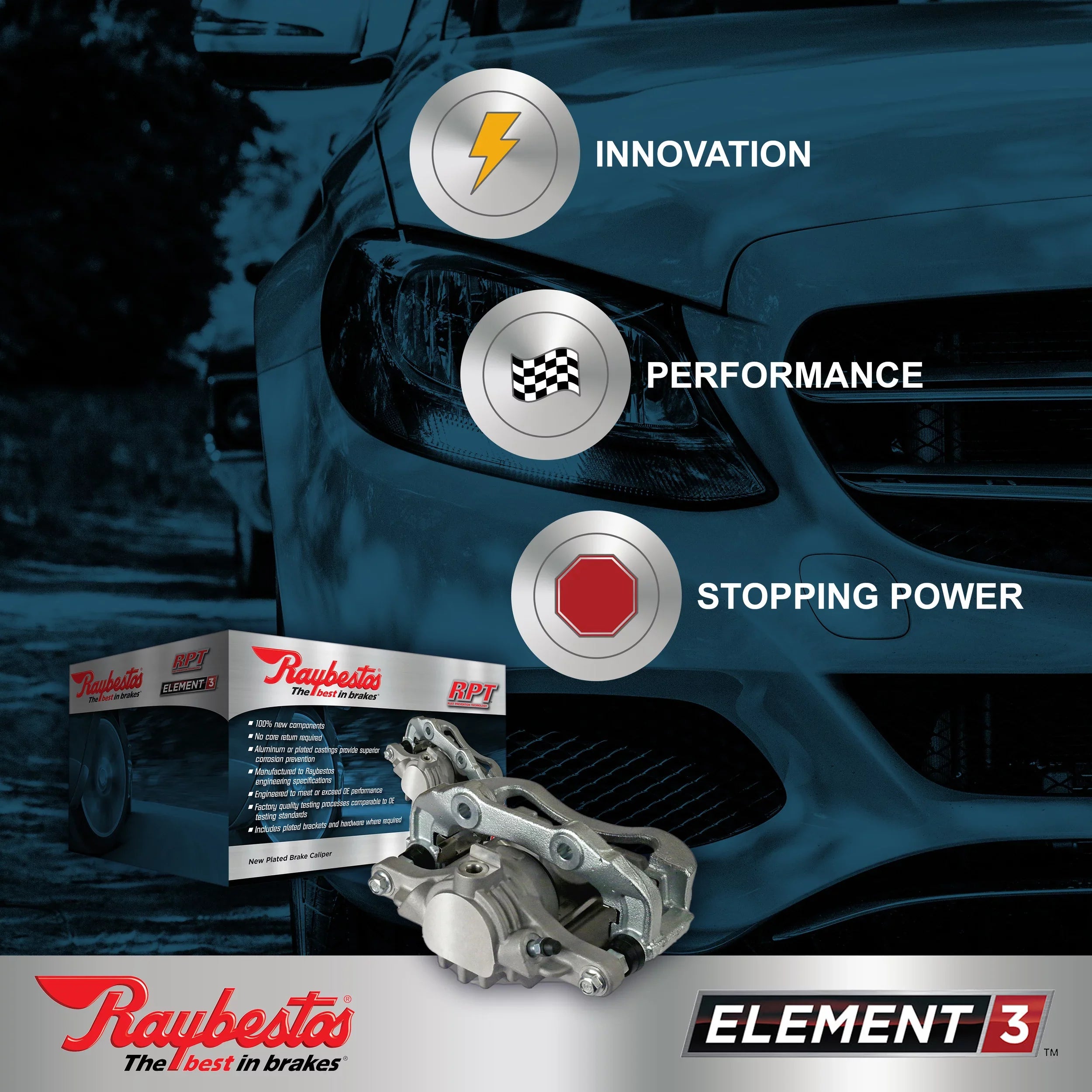 Element3 CHEVROLET MALIBU, Plated MALIBU 2016 LIMITED CHEVROLET 2014-2016 New Raybestos Calipers select: Fits