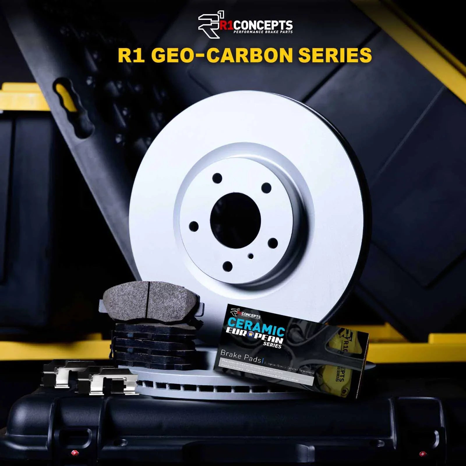 Rotors Fits select: Euro Ceramic R1 Concepts W/ 2017-2020 59006 HONDA Carbon & Pads CIVIC R1 Wdth1 SI Coated Brake