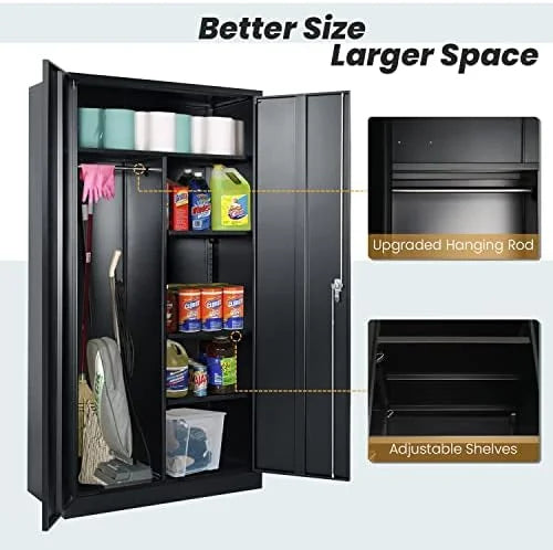 '- Adjustable Closet Rods Lock with Locker Removable Shelves Metal 72" with Bedroom Hanging Armoires RUNFAYBIU (White) and Wardrobe