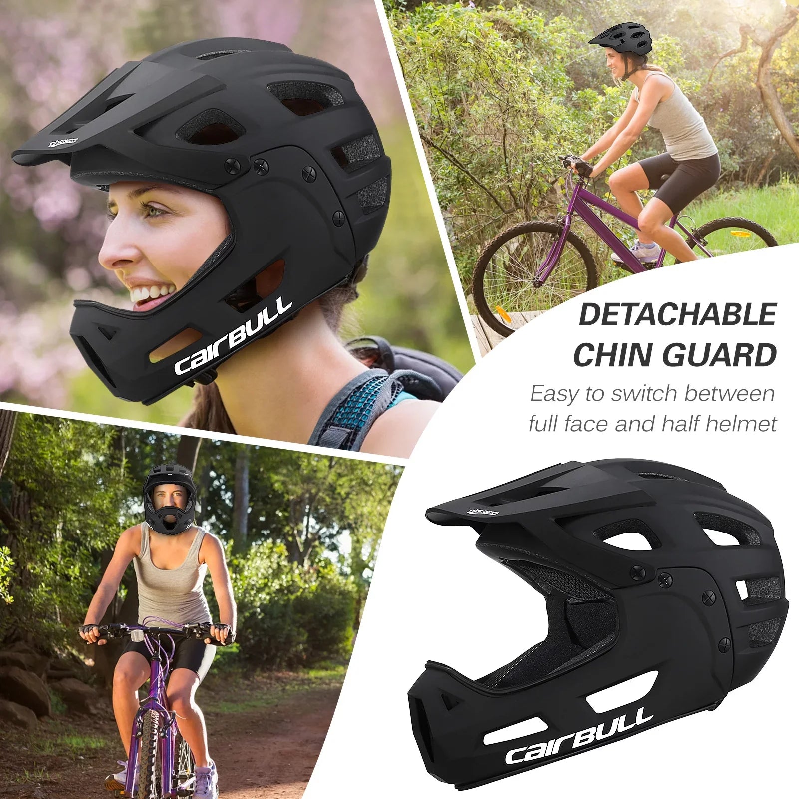 CAIRBULL Full Mountain Helmet Face Guard Visor with Chin Helmet Biking Detachable Bike and