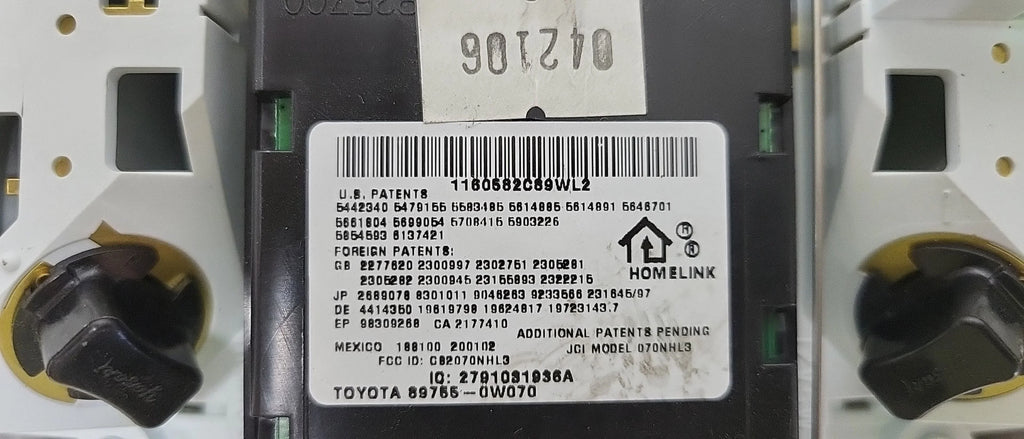 Overhead (Good) Roof Garage 2006 06 with Opener Pre-Owned OEM Highlander Console Door