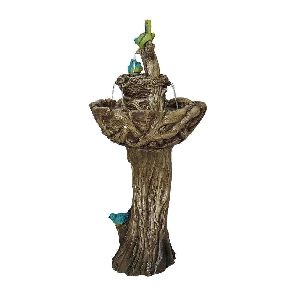 liquid with Stump Bird Waterfall Porch Decor Fountain 3-Tier Garden Bath Freestanding Patio Yard exterior Pump for Patio Fountain exterior liquid Patio Fountain Like Birds Fountain